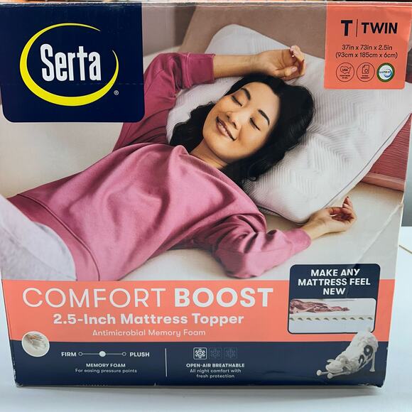 Serta Comfort Boost 2.5-Inch Memory Foam Mattress Topper Twin Open Box - Picture 1 of 6